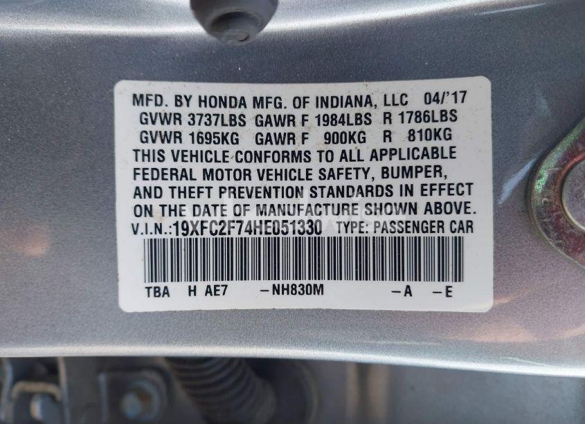 Photo 9 of 2017 Honda Civic EX (VIN 19XFC2F74HE051330)