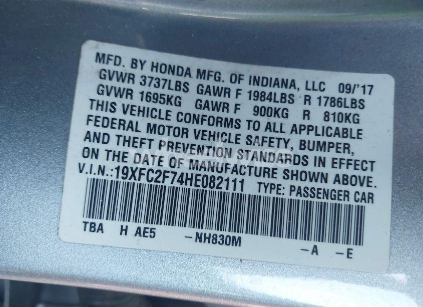 Photo 9 of 2017 Honda Civic EX (VIN 19XFC2F74HE082111)