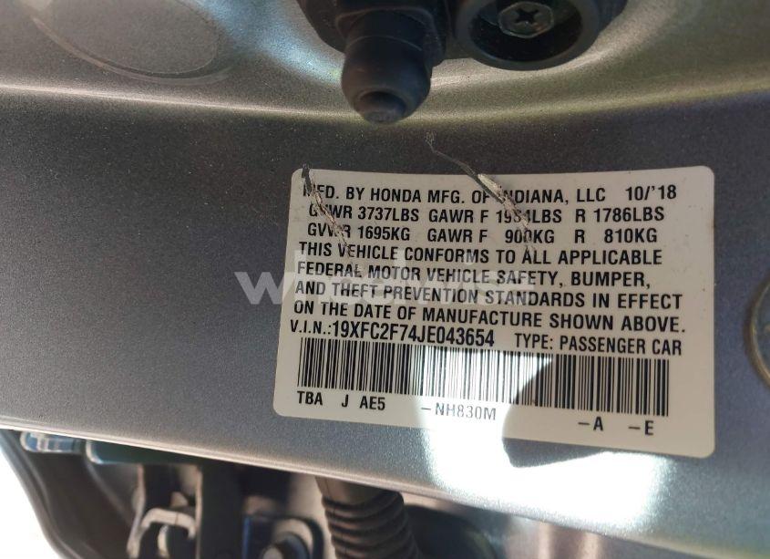 Photo 9 of 2018 Honda Civic EX (VIN 19XFC2F74JE043654)