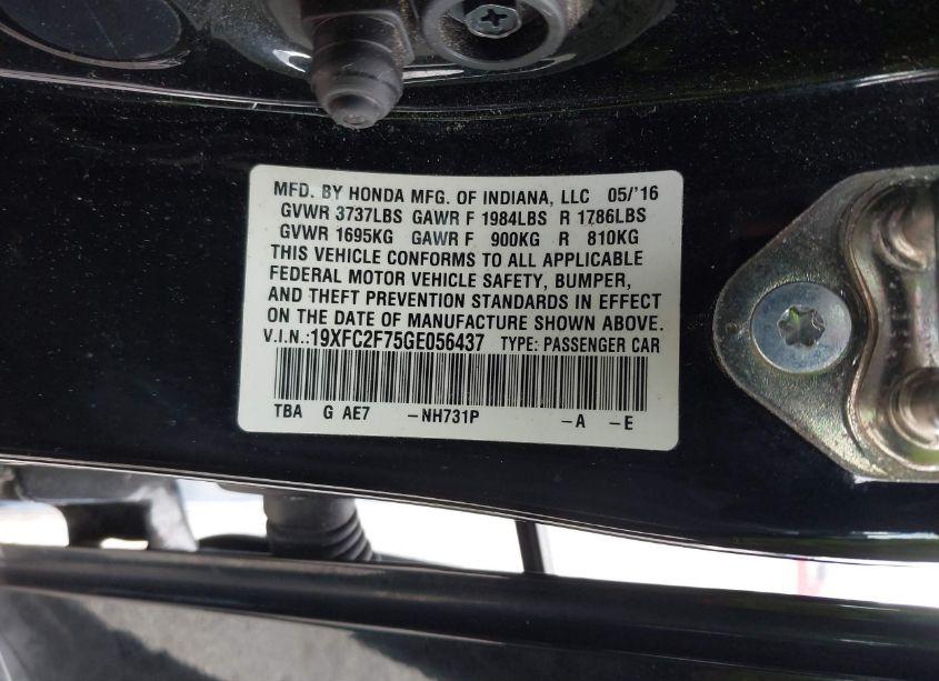 Photo 9 of 2016 Honda Civic EX (VIN 19XFC2F75GE056437)