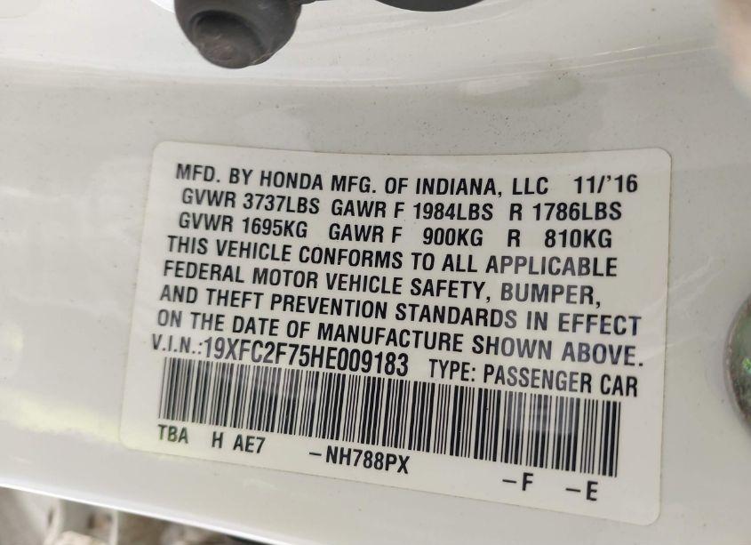 Photo 9 of 2017 Honda Civic EX (VIN 19XFC2F75HE009183)