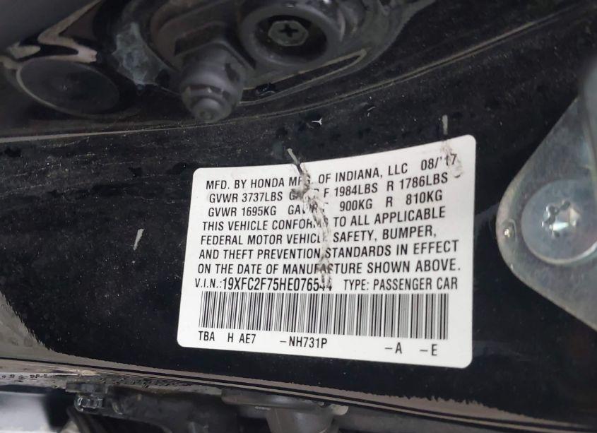 Photo 9 of 2017 Honda Civic EX (VIN 19XFC2F75HE076544)