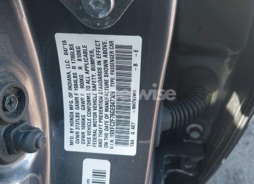 Photo 9 of 2016 Honda Civic EX (VIN 19XFC2F76GE047309)