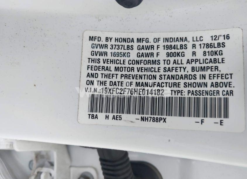 Photo 9 of 2017 Honda Civic EX (VIN 19XFC2F76HE014182)