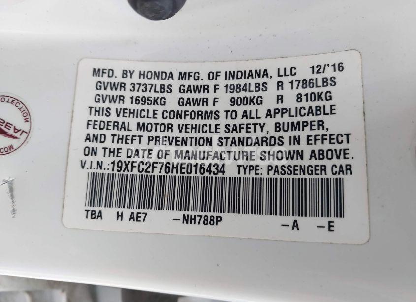 Photo 9 of 2017 Honda Civic EX (VIN 19XFC2F76HE016434)