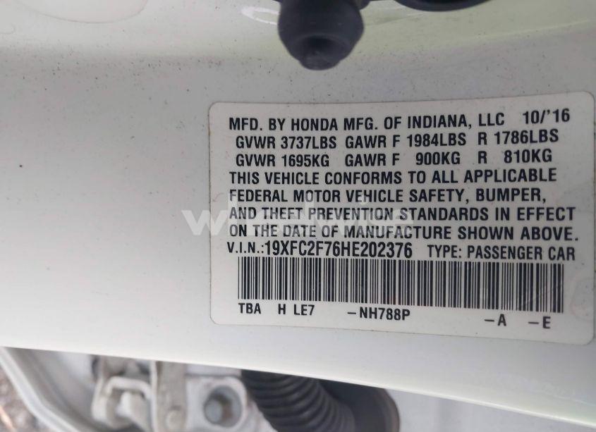Photo 9 of 2017 Honda Civic EX (VIN 19XFC2F76HE202376)