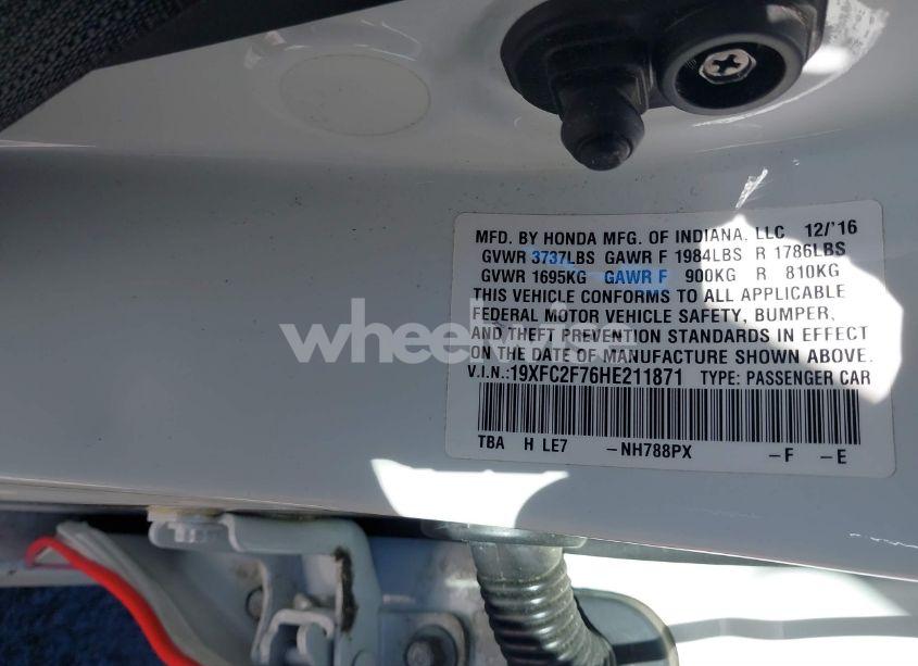 Photo 9 of 2017 Honda Civic EX (VIN 19XFC2F76HE211871)