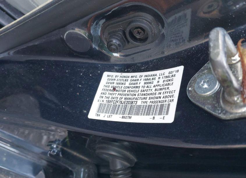 Photo 9 of 2018 Honda Civic EX (VIN 19XFC2F76JE203873)