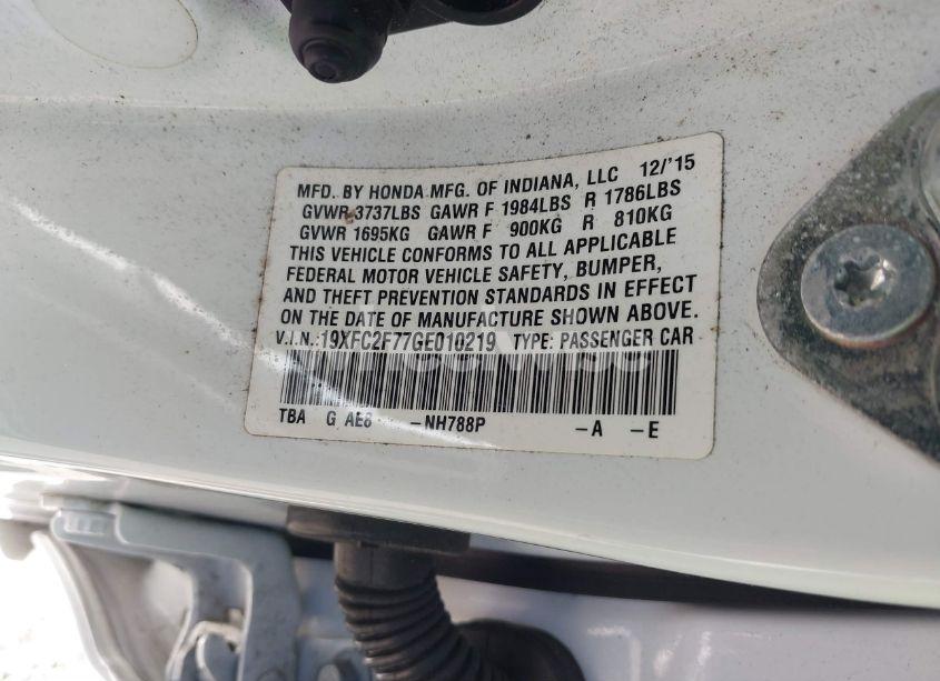 Photo 9 of 2016 Honda Civic EX (VIN 19XFC2F77GE010219)