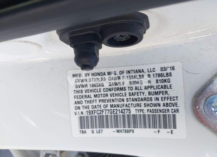 Photo 9 of 2016 Honda Civic EX (VIN 19XFC2F77GE214275)