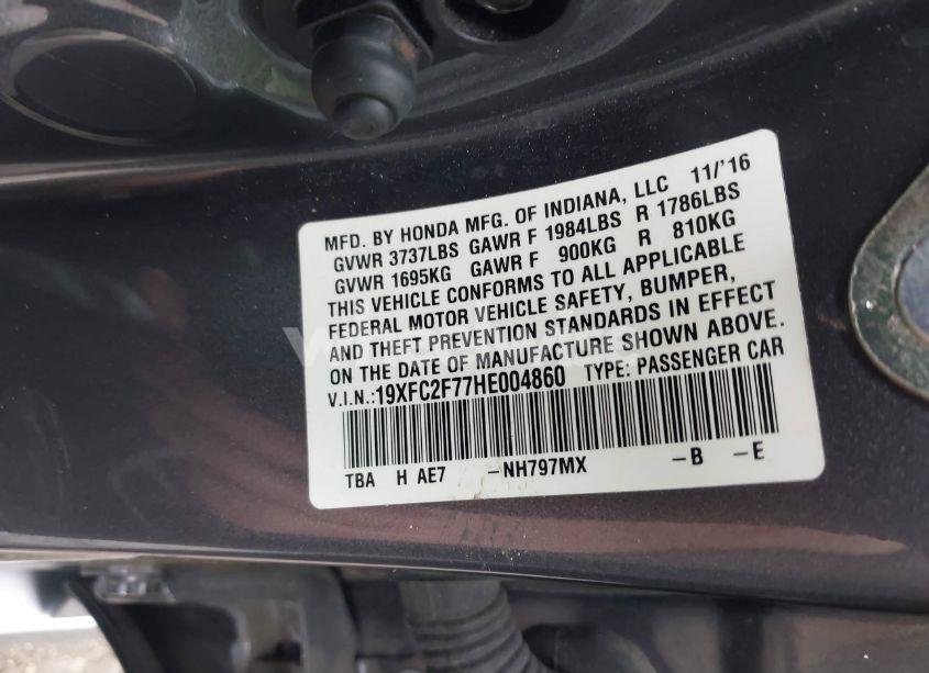 Photo 9 of 2017 Honda Civic EX (VIN 19XFC2F77HE004860)
