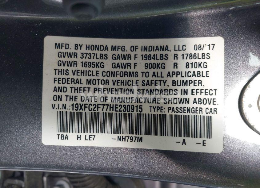 Photo 9 of 2017 Honda Civic EX (VIN 19XFC2F77HE230915)