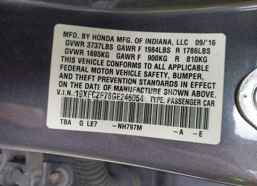 Photo 9 of 2016 Honda Civic EX (VIN 19XFC2F78GE246054)