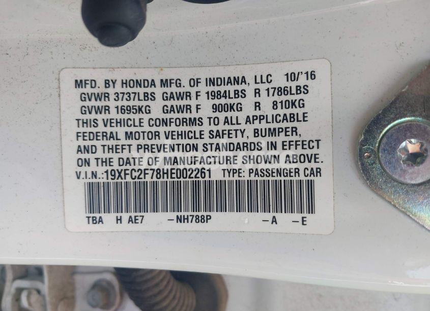 Photo 9 of 2017 Honda Civic EX (VIN 19XFC2F78HE002261)
