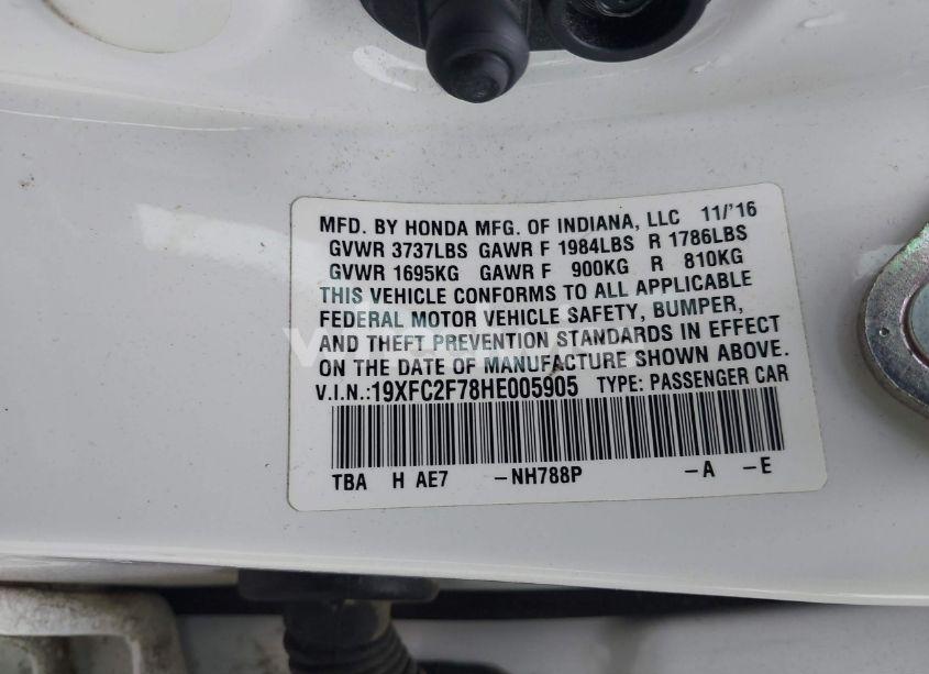 Photo 9 of 2017 Honda Civic EX (VIN 19XFC2F78HE005905)