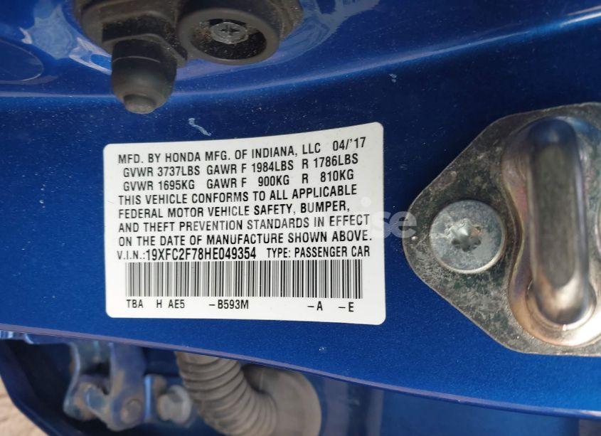 Photo 9 of 2017 Honda Civic EX (VIN 19XFC2F78HE049354)