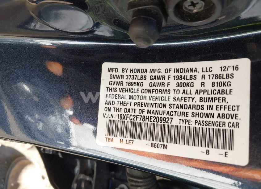 Photo 9 of 2017 Honda Civic EX (VIN 19XFC2F78HE209927)