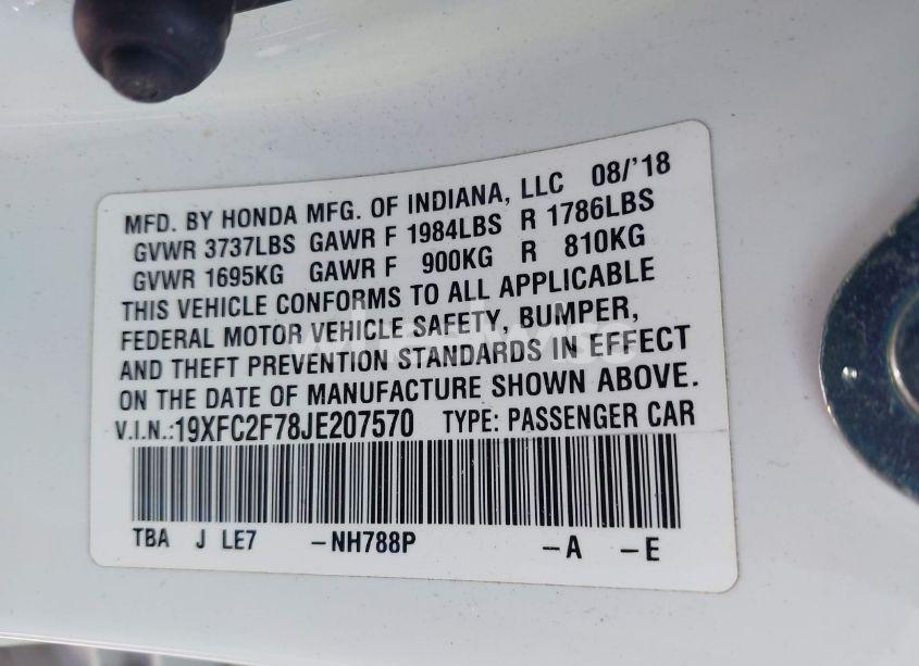 Photo 9 of 2018 Honda Civic EX (VIN 19XFC2F78JE207570)