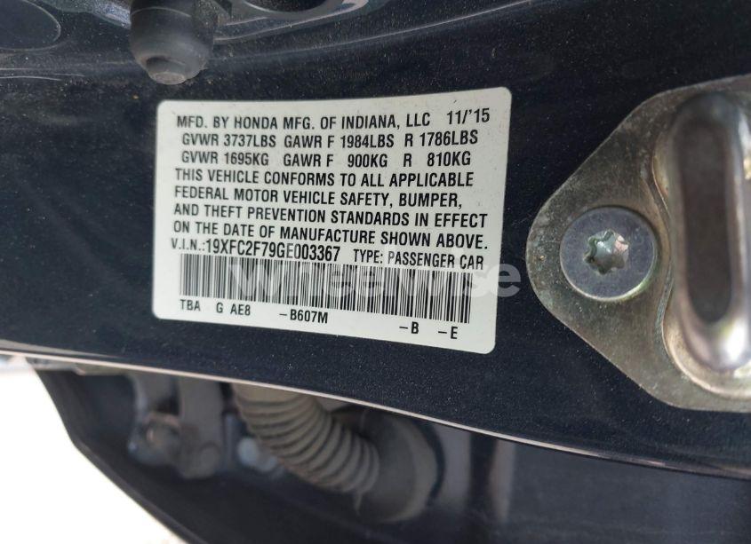 Photo 9 of 2016 Honda Civic EX (VIN 19XFC2F79GE003367)