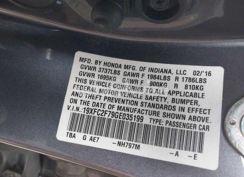Photo 9 of 2016 Honda Civic EX (VIN 19XFC2F79GE035199)