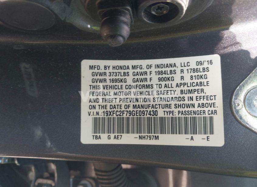 Photo 9 of 2016 Honda Civic EX (VIN 19XFC2F79GE097430)