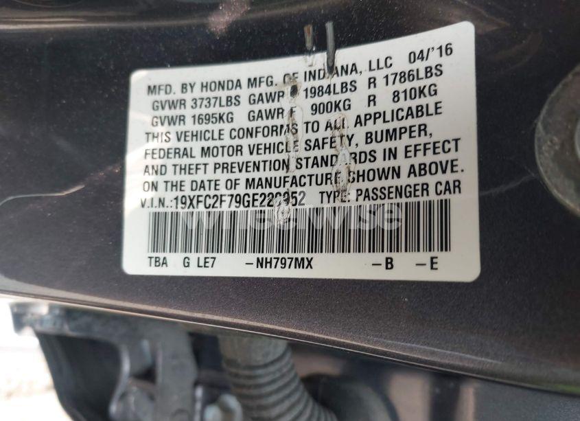 Photo 9 of 2016 Honda Civic EX (VIN 19XFC2F79GE220952)