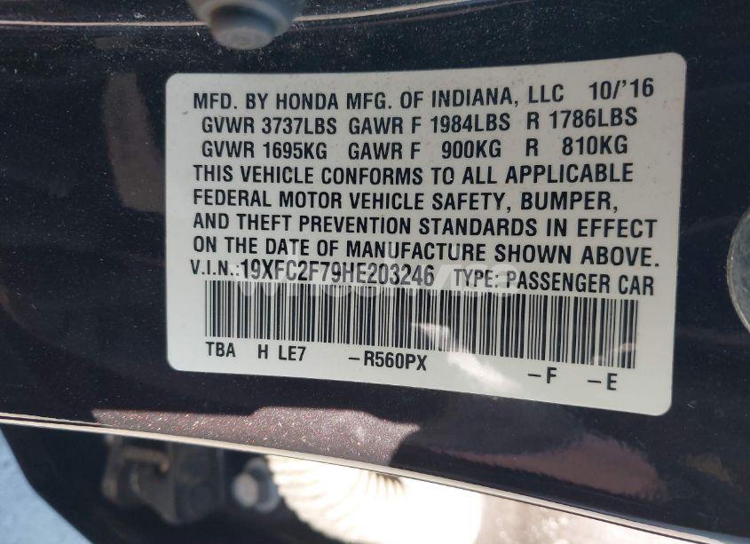 Photo 9 of 2017 Honda Civic EX (VIN 19XFC2F79HE203246)