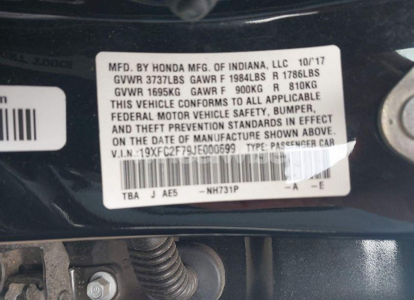 Photo 9 of 2018 Honda Civic EX (VIN 19XFC2F79JE000699)