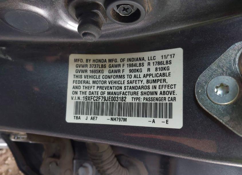 Photo 9 of 2018 Honda Civic EX (VIN 19XFC2F79JE003182)