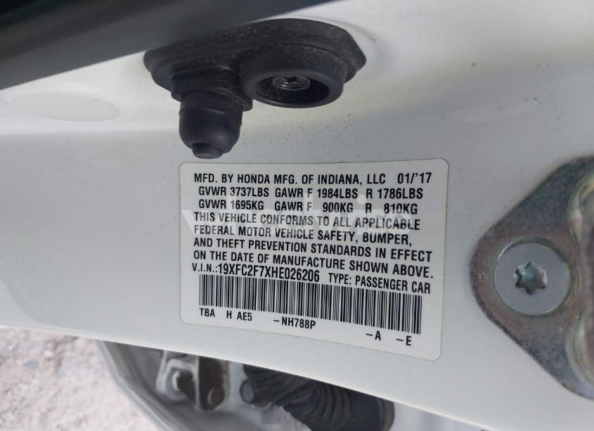 Photo 9 of 2017 Honda Civic EX (VIN 19XFC2F7XHE026206)
