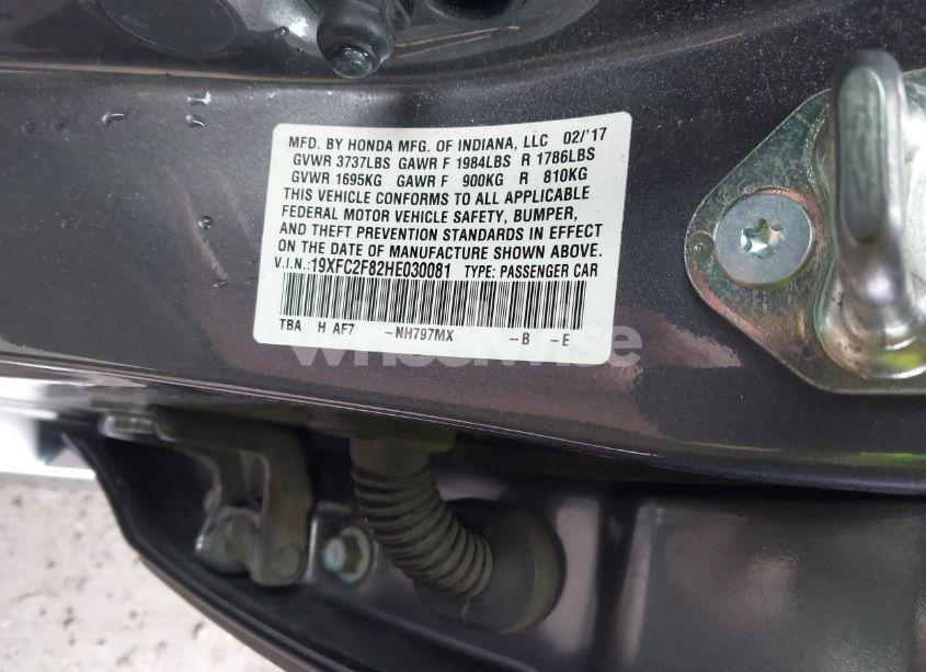 Photo 9 of 2017 Honda Civic EX (VIN 19XFC2F82HE030081)