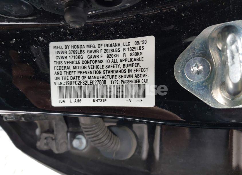 Photo 9 of 2020 Honda Civic SPORT (VIN 19XFC2F82LE027500)