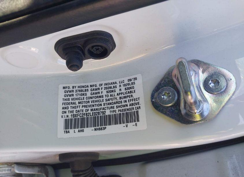 Photo 9 of 2020 Honda Civic SPORT (VIN 19XFC2F82LE028792)