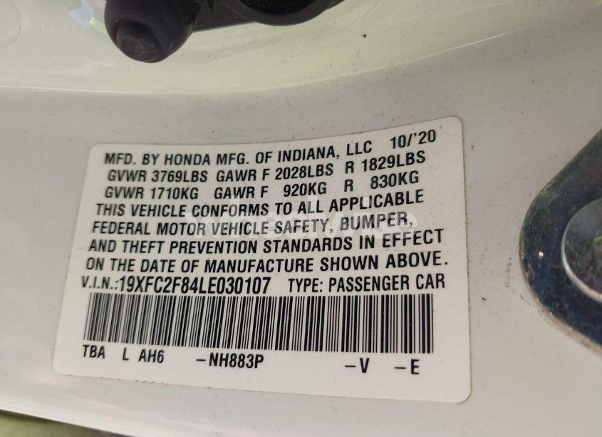 Photo 9 of 2020 Honda Civic SPORT (VIN 19XFC2F84LE030107)