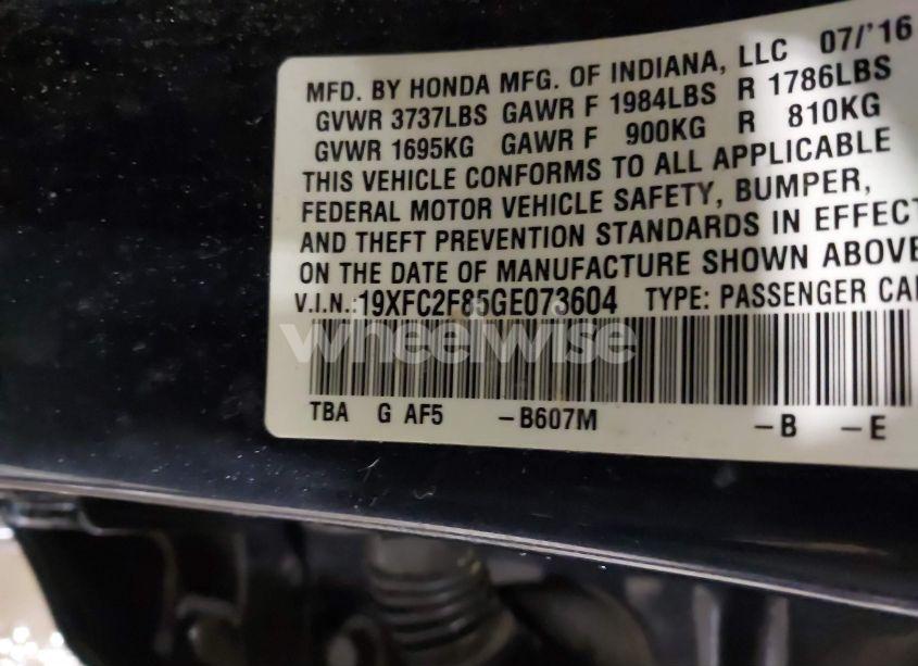 Photo 9 of 2016 Honda Civic EX (VIN 19XFC2F85GE073604)