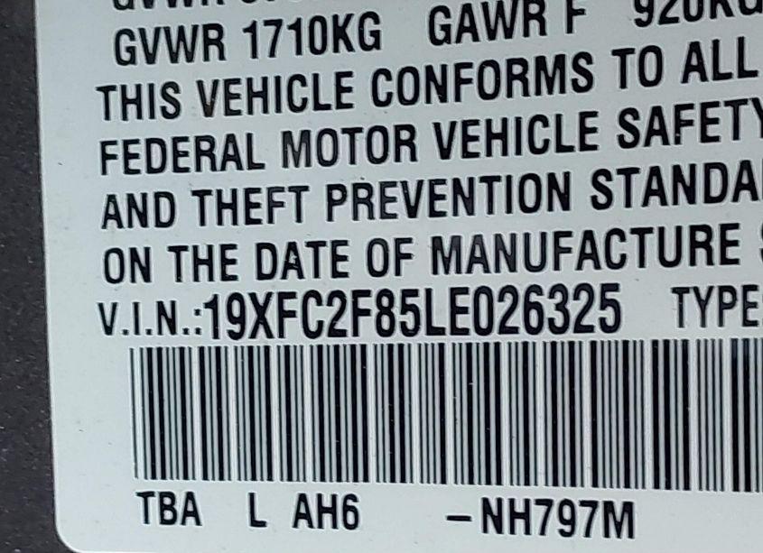 Photo 9 of 2020 Honda Civic SPORT (VIN 19XFC2F85LE026325)