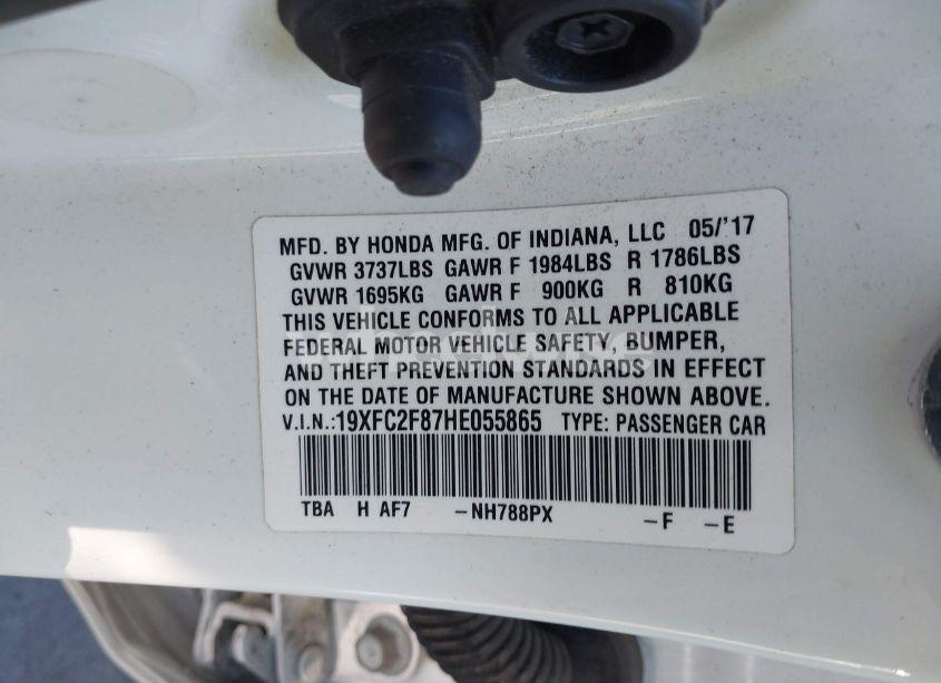 Photo 9 of 2017 Honda Civic EX (VIN 19XFC2F87HE055865)