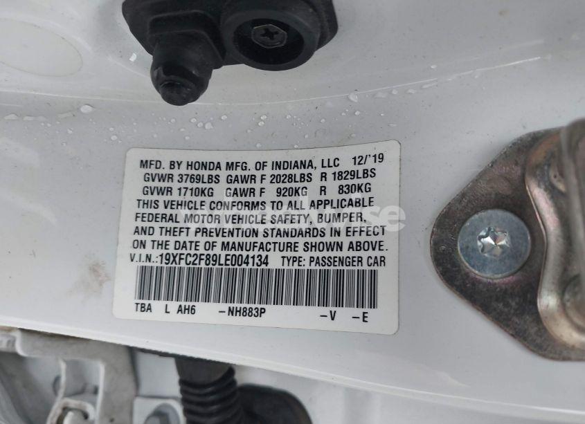 Photo 9 of 2020 Honda Civic SPORT (VIN 19XFC2F89LE004134)