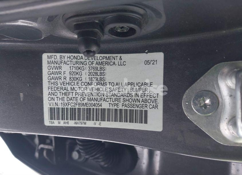 Photo 9 of 2021 Honda Civic SPORT (VIN 19XFC2F89ME004054)