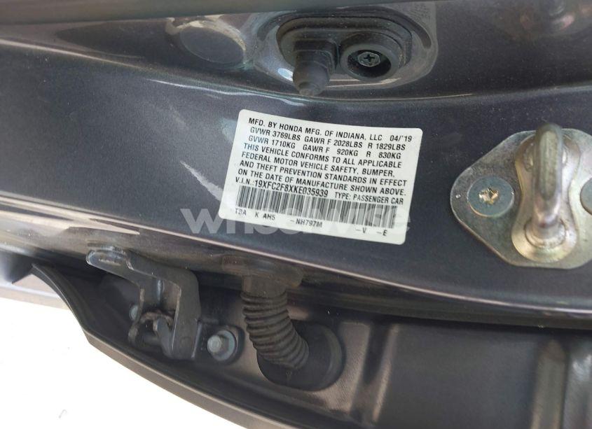 Photo 9 of 2019 Honda Civic SPORT (VIN 19XFC2F8XKE035939)