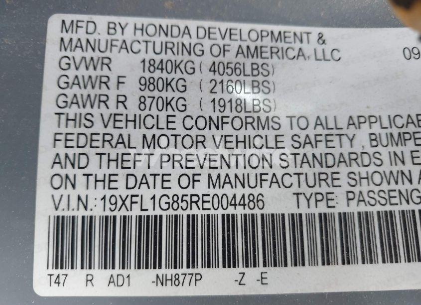 Photo 9 of 2024 Honda Civic SPORT TOURING (VIN 19XFL1G85RE004486)