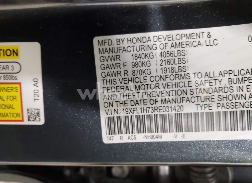 Photo 9 of 2024 Honda Civic EX-L (VIN 19XFL1H73RE031420)