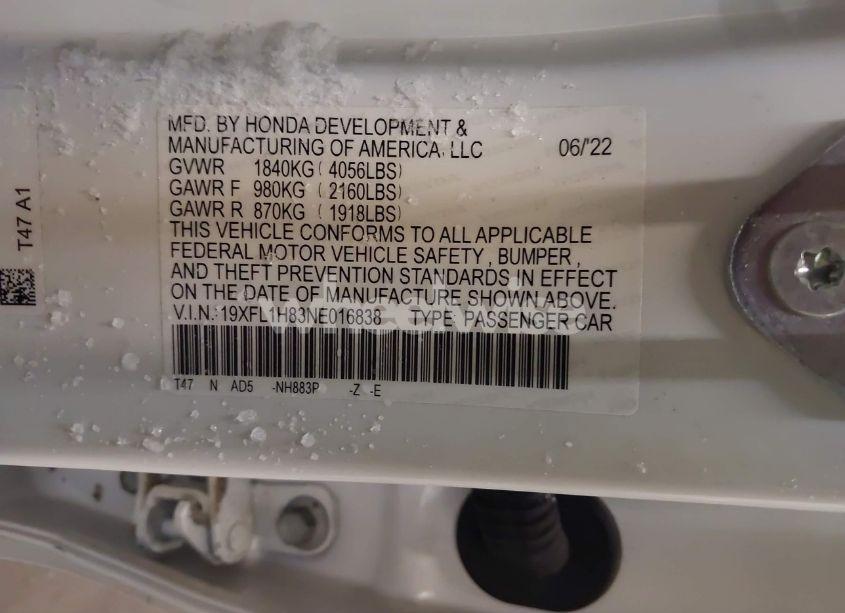 Photo 9 of 2022 Honda Civic SPORT TOURING (VIN 19XFL1H83NE016838)