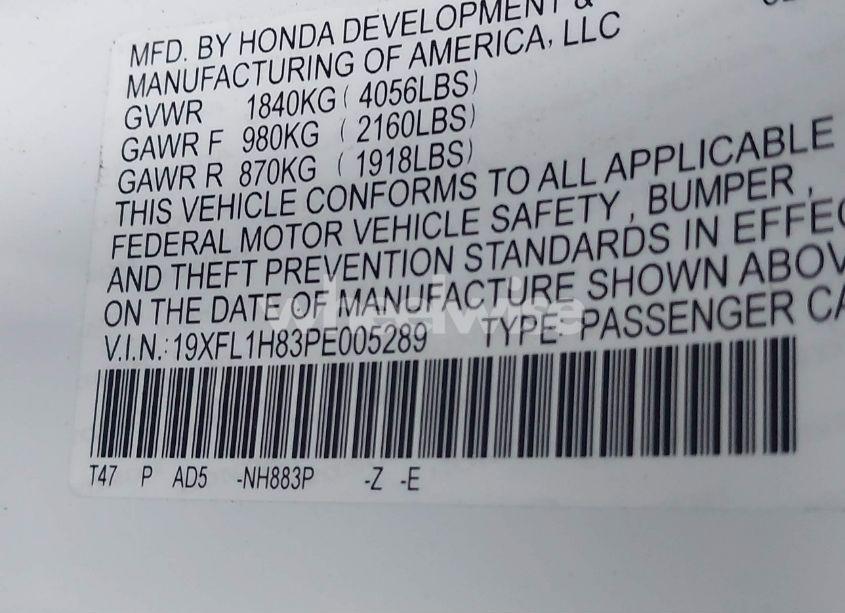 Photo 9 of 2023 Honda Civic SPORT TOURING (VIN 19XFL1H83PE005289)