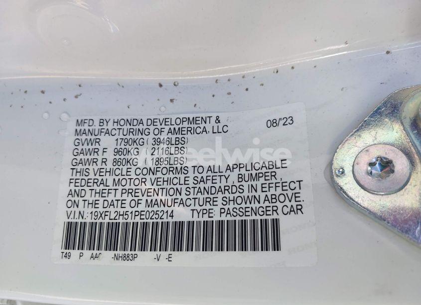 Photo 9 of 2023 Honda Civic LX (VIN 19XFL2H51PE025214)