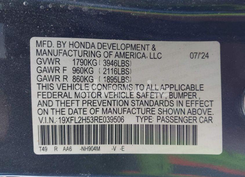 Photo 9 of 2024 Honda Civic LX (VIN 19XFL2H53RE039506)
