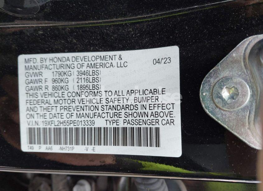Photo 9 of 2023 Honda Civic LX (VIN 19XFL2H55PE013339)