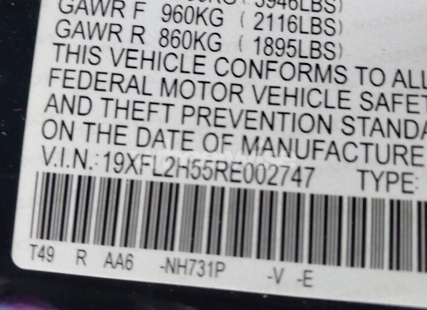 Photo 9 of 2024 Honda Civic LX (VIN 19XFL2H55RE002747)