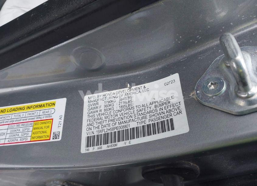 Photo 9 of 2023 Honda Civic LX (VIN 19XFL2H58PE008801)