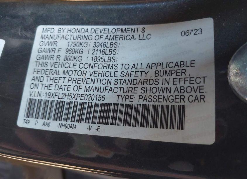 Photo 9 of 2023 Honda Civic LX (VIN 19XFL2H5XPE020156)